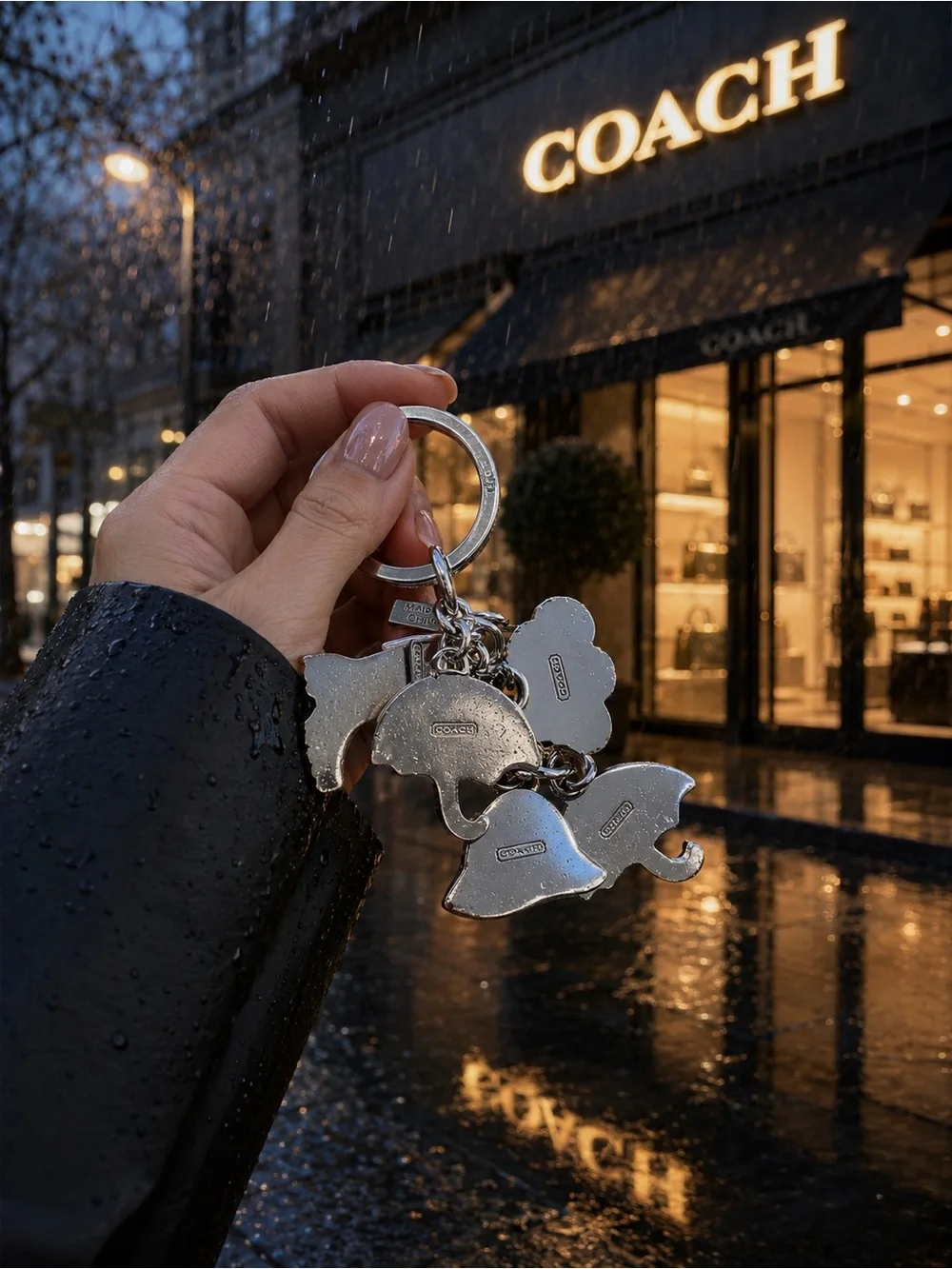 Coach Multicolor Rainy Day Charm Key Ring — Yellow, Red, Blue, Green, White